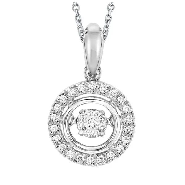 Silver Diamond 1/10Ctw Pendant on a 18