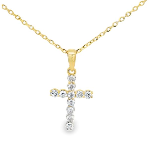 14K Yellow Gold 0.20ctw Diamond Cross Necklace 18