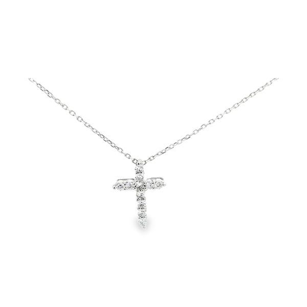 14K White Gold 0.09ctw Diamond Cross Necklace 18