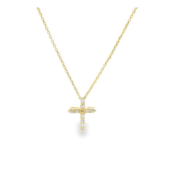 14K Yellow Gold 0.09ctw Diamond Cross Necklace 18