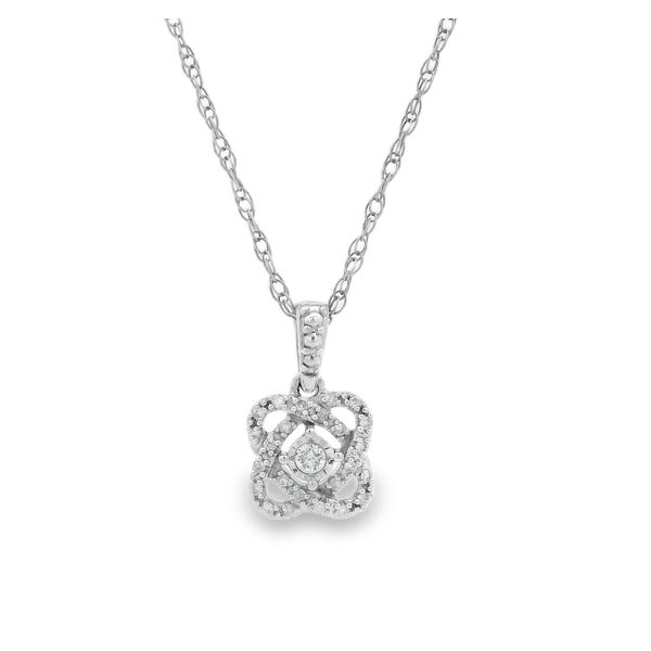 White Sterling Silver Necklace Length 18 With 36=0.17Tw Round Diamonds And One 0.10Ct Round Diamond Blocher Jewelers Ellwood City, PA