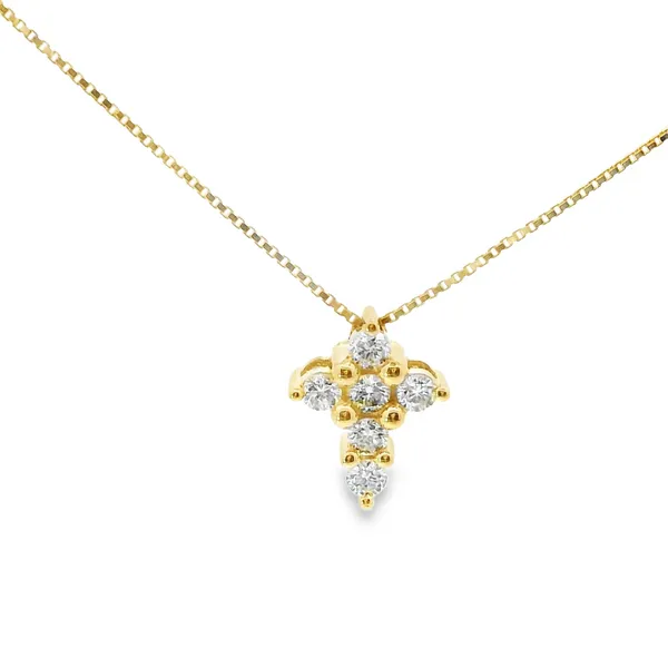 14K Yellow Gold Lab Grown Diamond Cross Necklace 0.25Tw Diamonds Blocher Jewelers Ellwood City, PA