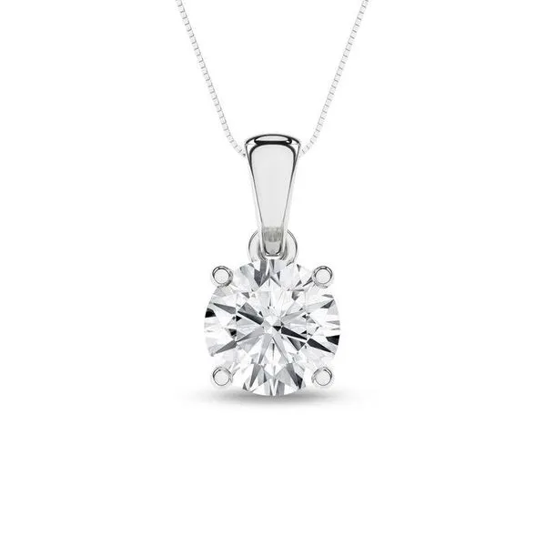 14K White Gold Lab Grown Diamond Round Solitaire Necklace 1.0Tw Blocher Jewelers Ellwood City, PA
