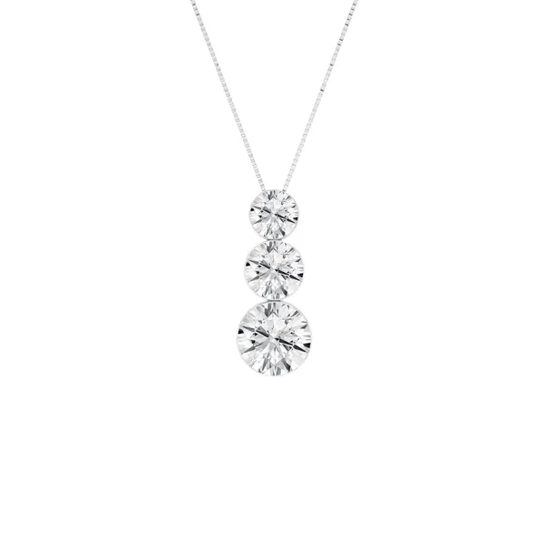 14K White Gold Lab Grown Diamond 3-Stone Necklace with 3 Diamonds = 2.24Ctw Blocher Jewelers Ellwood City, PA