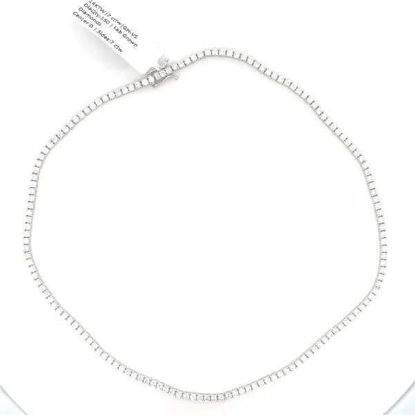 14K White Gold Lab Grown Diamond 4 Prong Straight Necklace 7.0CT Blocher Jewelers Ellwood City, PA