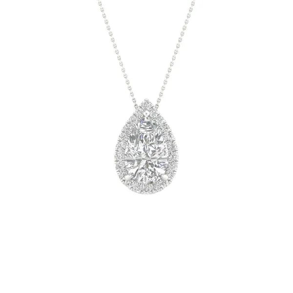 14K 2.07ct LAB Pear White Gold Necklace 16