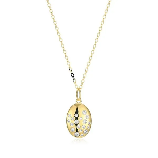 Scattered Medallion Lab-Created Diamond Pendant Necklace in 14K Yellow Gold-Plated Sterling Silver,16