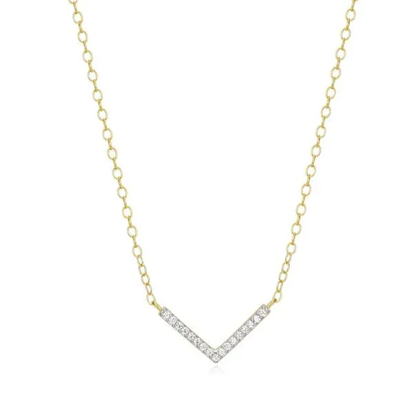 Chevron Statement Necklace in 14K Yellow Gold-Plated Sterling Silver, 16