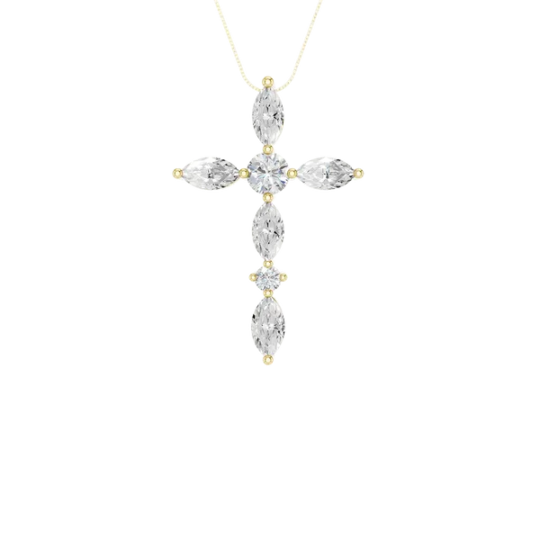 14KYG 1ctw Lab Grown Diamond Cross Pendant with Box 18