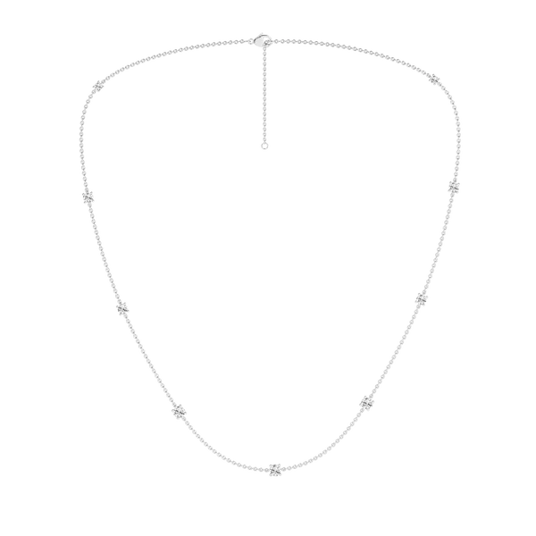 14K White Gold 2.0CTW Lab Grown Diamond Station Necklace with 9 Diamonds Blocher Jewelers Ellwood City, PA