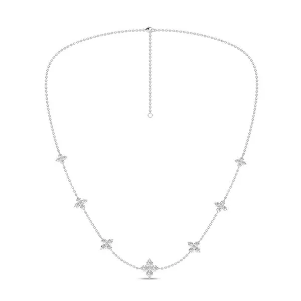 14K White Gold Lab Grown Diamond Flower Petals Station Necklace 2.0Tw Blocher Jewelers Ellwood City, PA