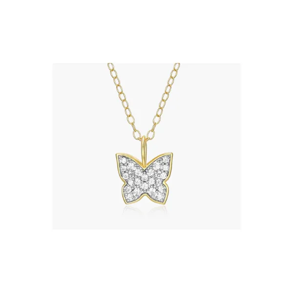 1/10ctw Lab Grown Diamond Pave Butterfly Necklace, SI, G-H, 18