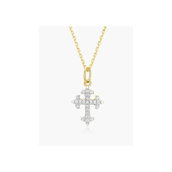 1/10ctw GP Lab Grown Diamond Flory Cross Necklace, SI, G-H, 18