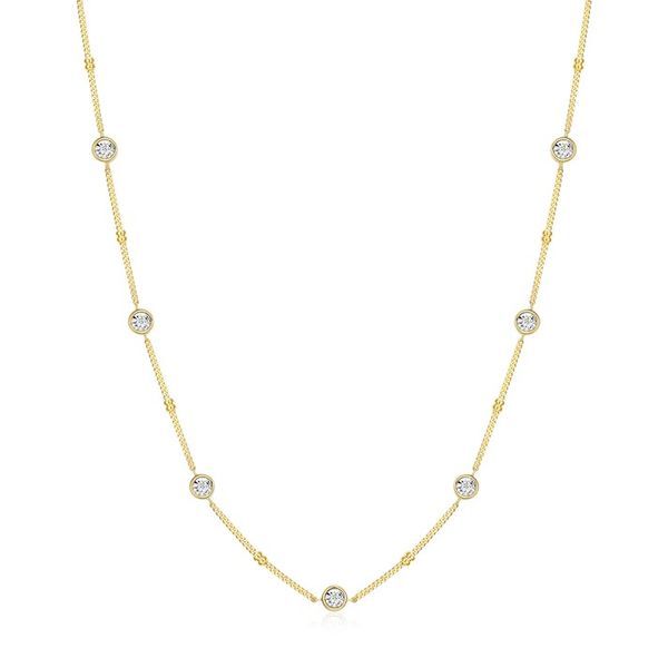 Bezel Station Lab-Created Diamond Beaded Bolo Necklace in 14K Yellow Gold-Plated Sterling Silver, 16