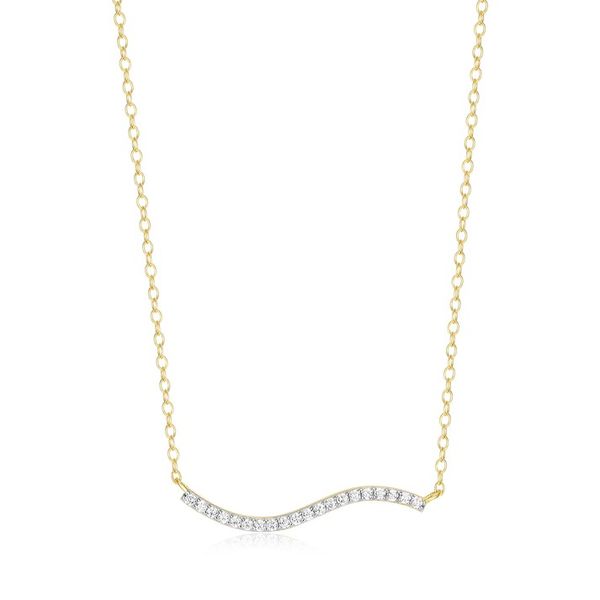 Wavy Bar Lab-Created Diamond Necklace in 14K Yellow Gold-Plated Sterling Silver ,16