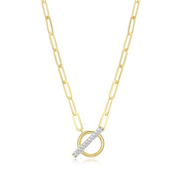 Lab-Created Diamond Toggle-Look Paperclip Necklace in 14K Yellow Gold-Plated Sterling Silver, 16