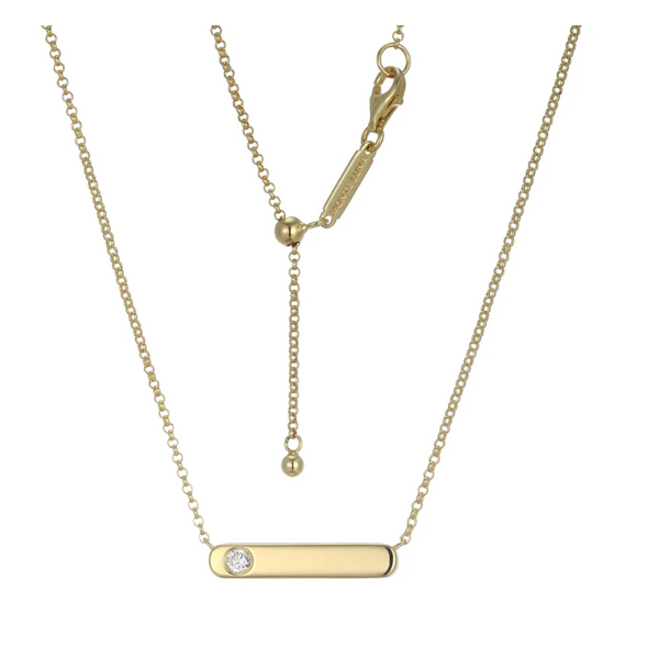 ID Bar with 1/6ctw Bezel-Set Lab-Created Diamond Bolo Necklace 22