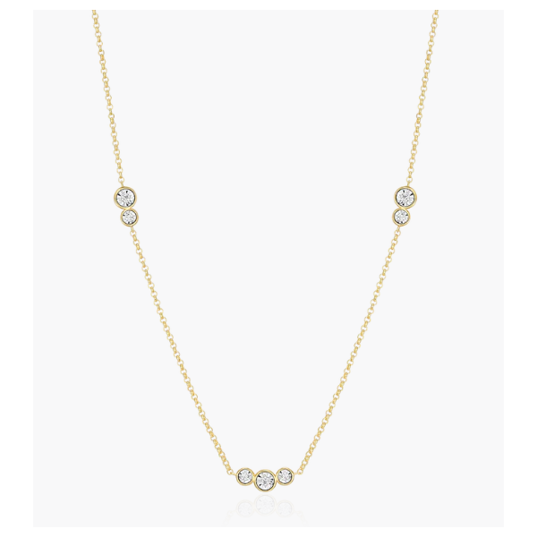 1/5ctw Trio Bezel-Set Lab-Created Diamond Station Bolo Necklace in 14K Yellow Gold-Plated Sterling Silver, 22