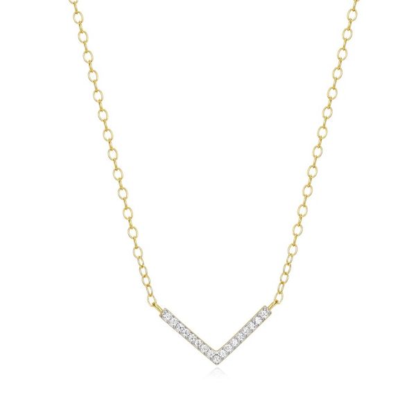 Chevron Statement Necklace in 14K Yellow Gold-Plated Sterling Silver, 16