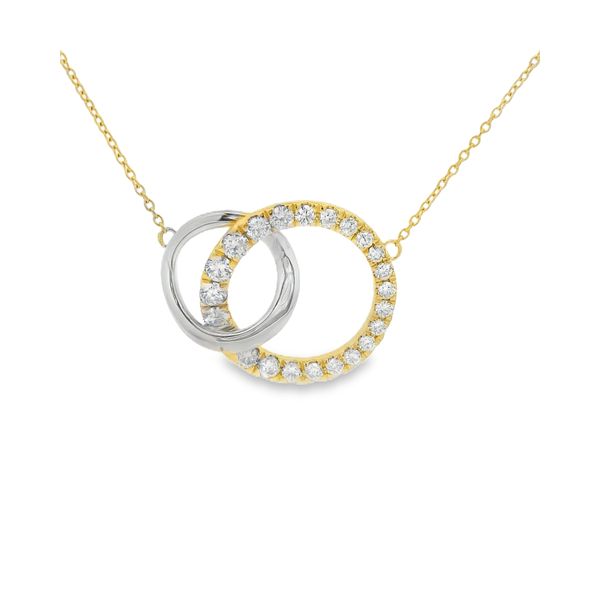 14K Two-Tone 0.62ctw Lab Grown Diamond Interlink Circle Pendant, 18
