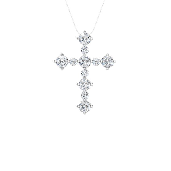 14K WG 0.75ctw Lab Grown Diamond Cross Pendant on a 18