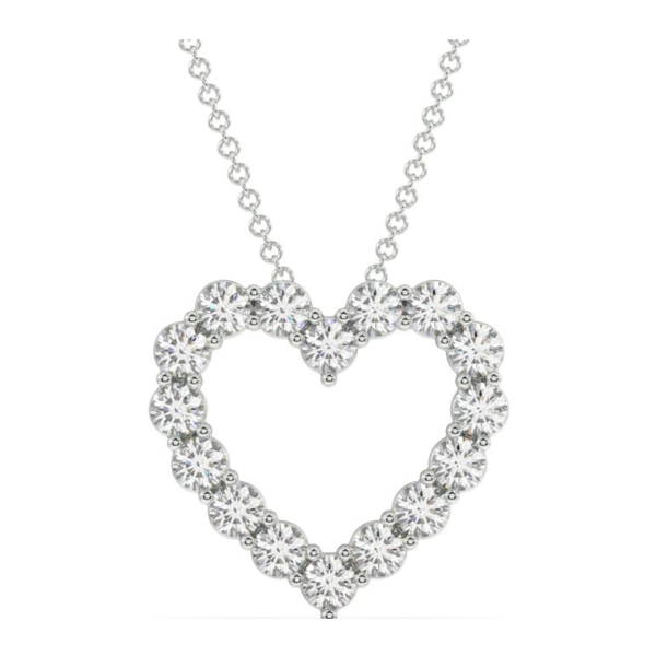 1.00 Ctw Sterling Silver Lab Grown Heart Pendant 18