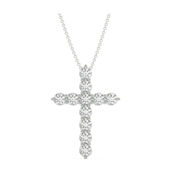 0.50 Ctw Sterling Silver Lab Grown Cross Pendant 18
