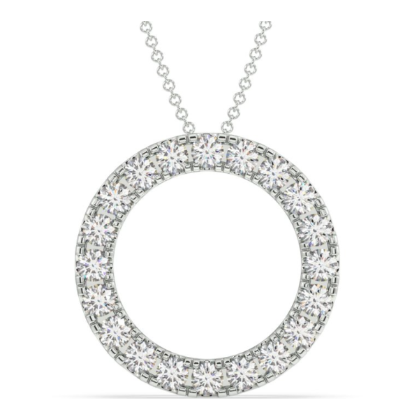 0.50 Ctw Sterling Silver Lab Grown Circle Pendant 18