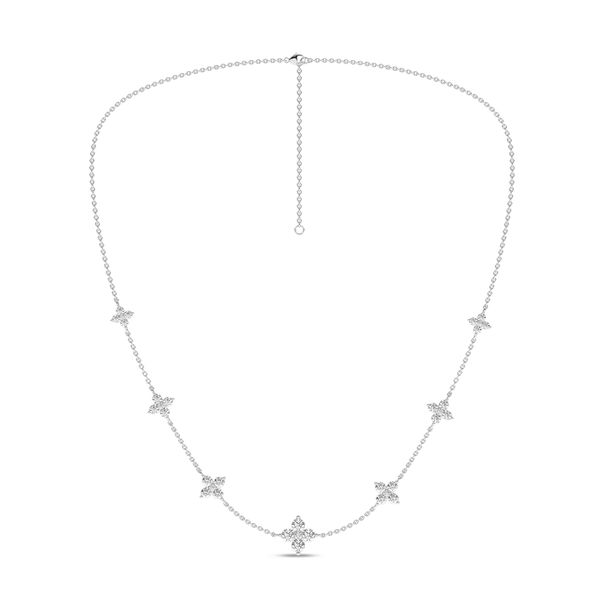 14K White Gold Lab Grown Diamond Flower Petals Station Necklace 2.0Tw Blocher Jewelers Ellwood City, PA