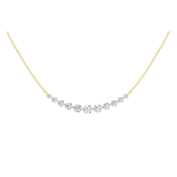 14K YG 1ctw Graduated Smiley Lab Grown Diamond Necklace, 18