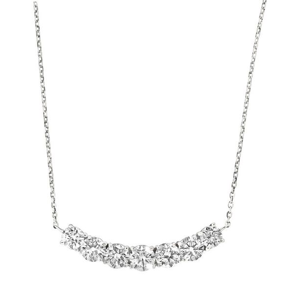 14K White Gold 1ctw Lab Grown Diamond Smile Necklace, 7 Diamonds, 18