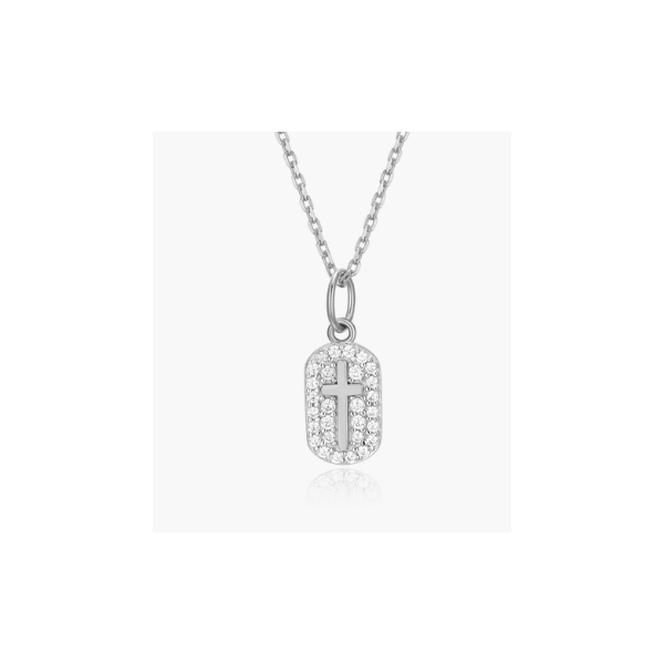 1/6ctw Cross Tag Lab Grown Diamond Necklace, SI, G-H, 18