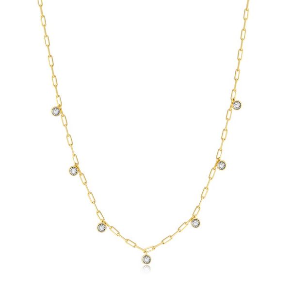 Dangle Station Lab-Created Diamond Mini Paperclip Necklace in 14K Yellow Gold-Plated Sterling Silver, 16