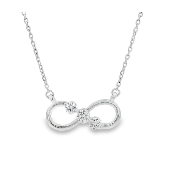 Sterling Silver 0.50ctw 3 Stone Lab Grown Diamond Sideways Infinity Necklace, 18