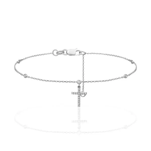 14K White Gold Diamond By The Yard Diamond Cross Bracelet Blocher Jewelers Ellwood City, PA