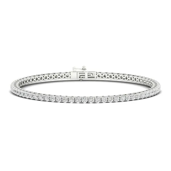 14K White Gold Lab Grown Diamond Tennis Bracelet with 70 Round Diamonds = 4.0Ctw Blocher Jewelers Ellwood City, PA
