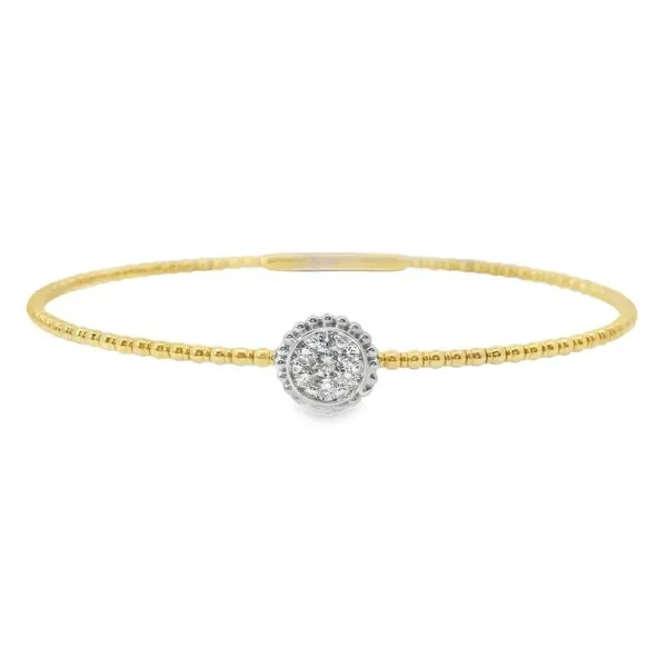 14K Two Tone Beaded Flex Bangle with 0.28CTW Diamonds Blocher Jewelers Ellwood City, PA