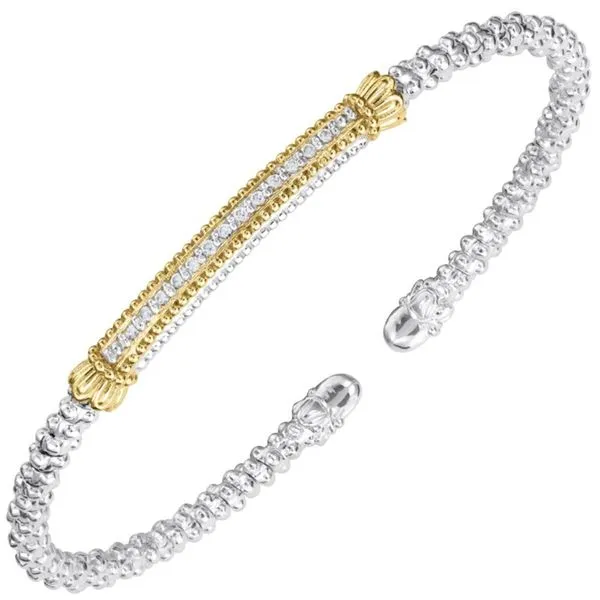 Sterling Silver and 14K Yellow Gold In-Line Diamond Bracelet 0.10Tw Blocher Jewelers Ellwood City, PA