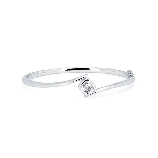 White Sterling Silver Dancing Diamond Bangle Bracelet 0.05Ct Blocher Jewelers Ellwood City, PA