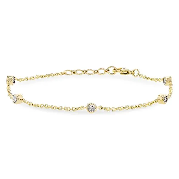 14K Yellow Gold 0.15ctw Diamond Stations Bracelet 7.25