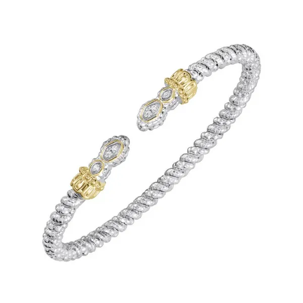 Sterling Silver and 14K Yellow Gold Diamond Stackable Cuff, 0.045ctw, 3mm Blocher Jewelers Ellwood City, PA