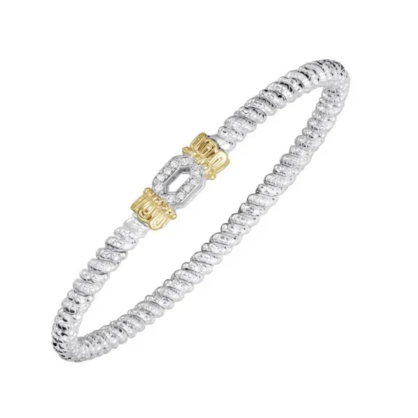 Sterling Silver and 14K Yellow Gold Diamond Stackable Bracelet, 0.075ctw, 3mm Blocher Jewelers Ellwood City, PA