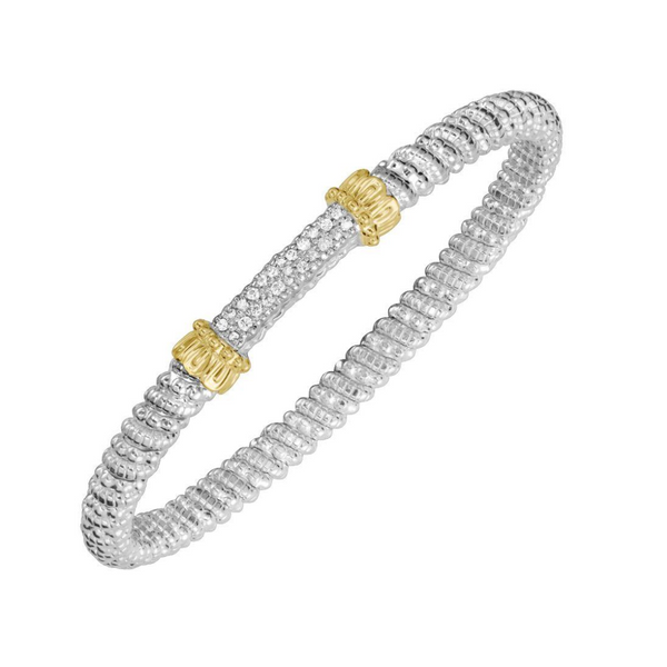 Sterling Silver and 14K Yellow Gold Diamond Bar Bracelet, 0.20ctw, 4mm Blocher Jewelers Ellwood City, PA