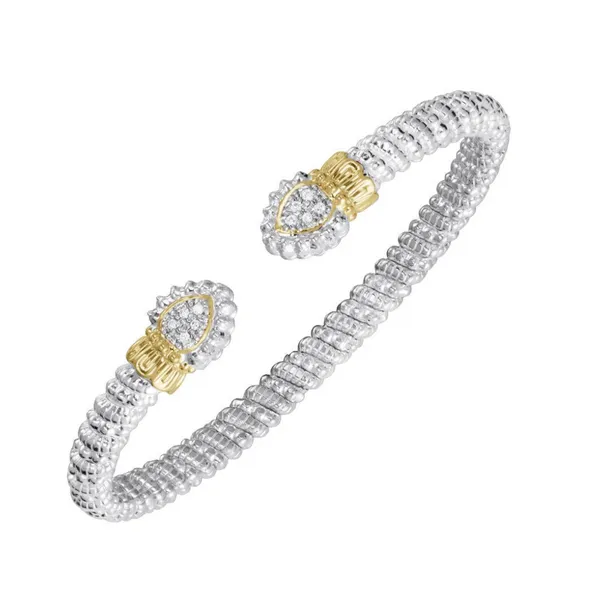 Sterling Silver and 14K Yellow Gold Diamond Stackable Cuff Bracelet, 0.075ctw, 4mm Blocher Jewelers Ellwood City, PA