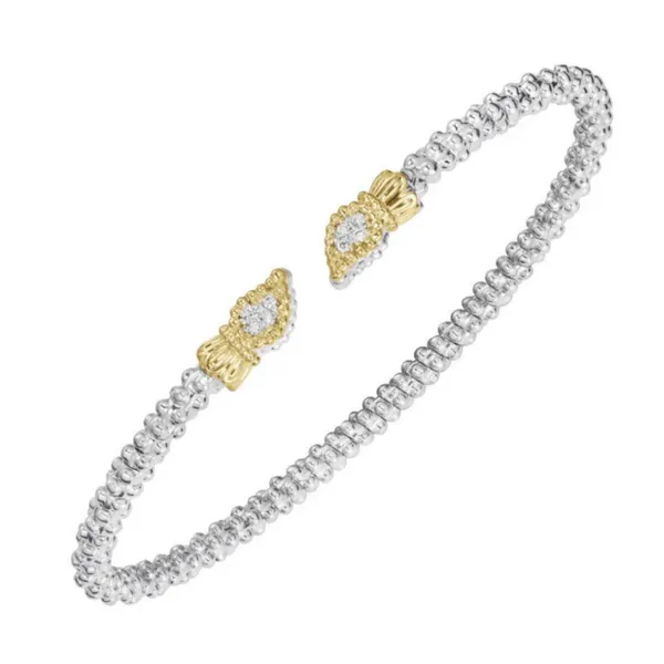 Sterling Silver and 14K Yellow Gold Diamond Leaf Like Cuff Bracelet, 0.06ctw, 2mm Blocher Jewelers Ellwood City, PA
