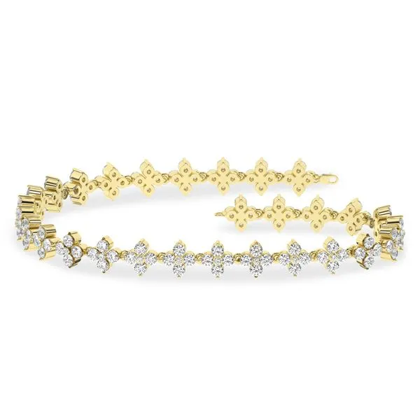 14K Yellow Gold Lab Grown Diamond Floral Tennis Bracelet with 145 Diamonds = 3.0Ctw Blocher Jewelers Ellwood City, PA