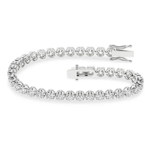 14K White Gold Lab Grown Diamond Crown Prong Tennis Bracelet 5.0CTW Blocher Jewelers Ellwood City, PA