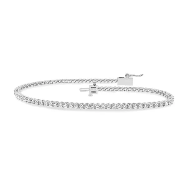 14K White Gold Lab Grown Diamond Tennis Bracelet with 92 Round Diamonds = 2.0Ctw 7