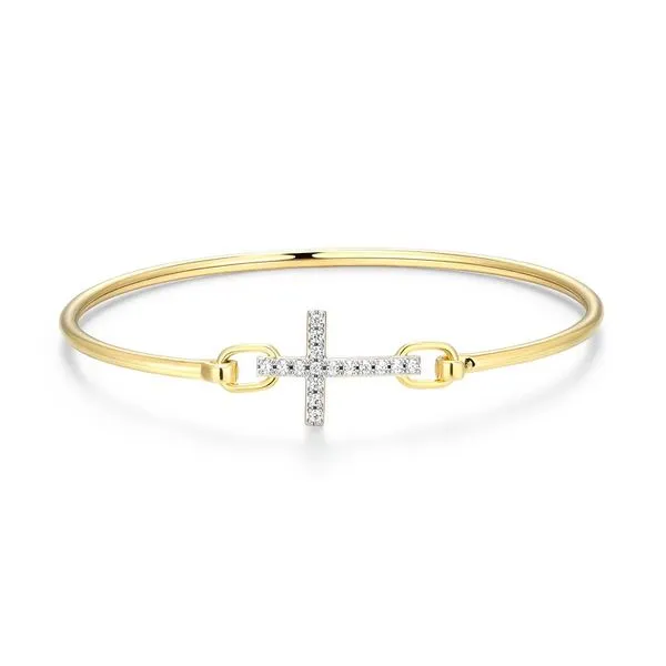 Cross Lab-Created Diamond Flex Bangle in 14K Yellow Gold-Plated Sterling Silver, 1/6ctw, G-H, SI, Inner Diameter 60x50mm Blocher Jewelers Ellwood City, PA