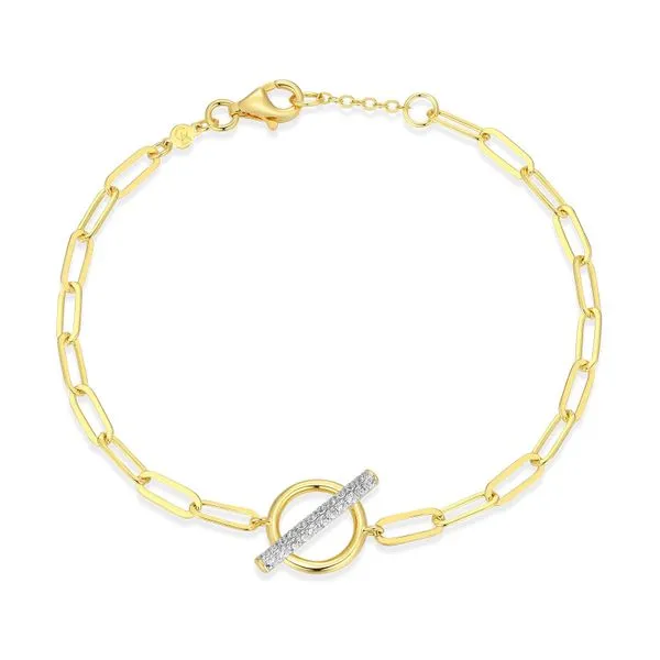 Lab-Created Diamond Toggle-Look Paperclip Bracelet in 14K Yellow Gold-Plated Sterling Silver, 6.5